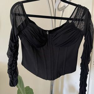 Windsor Black Mesh Long Sleeve